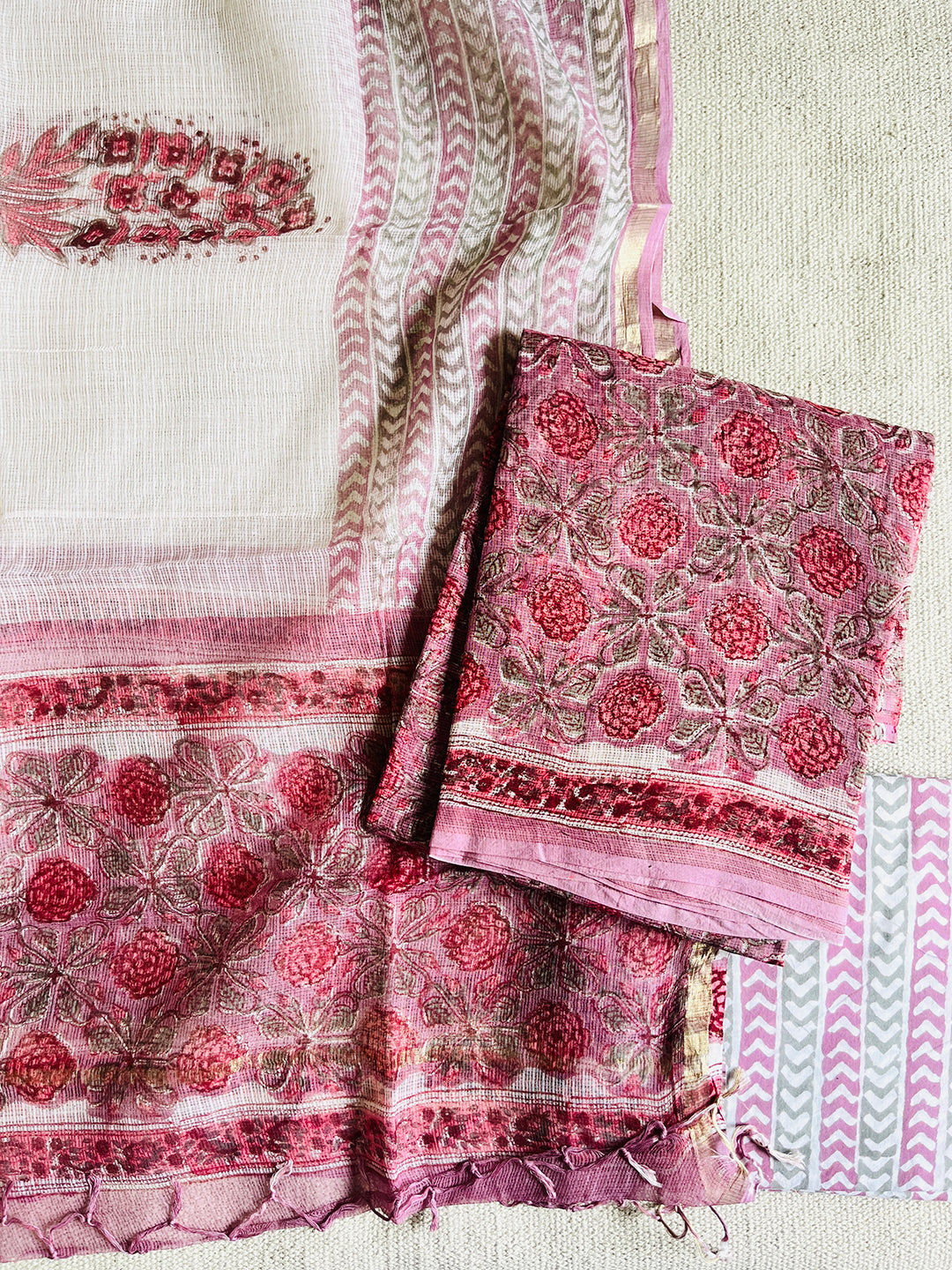 ALLOVER PRINT KOTA DORIA UNSTITCHED SUIT- DUSTY LILAC