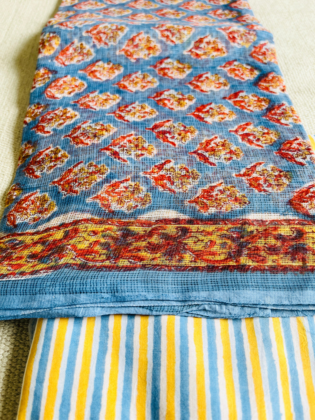 ALLOVER BOOTI KOTA DORIA UNSTITCHED SUIT- NEELA