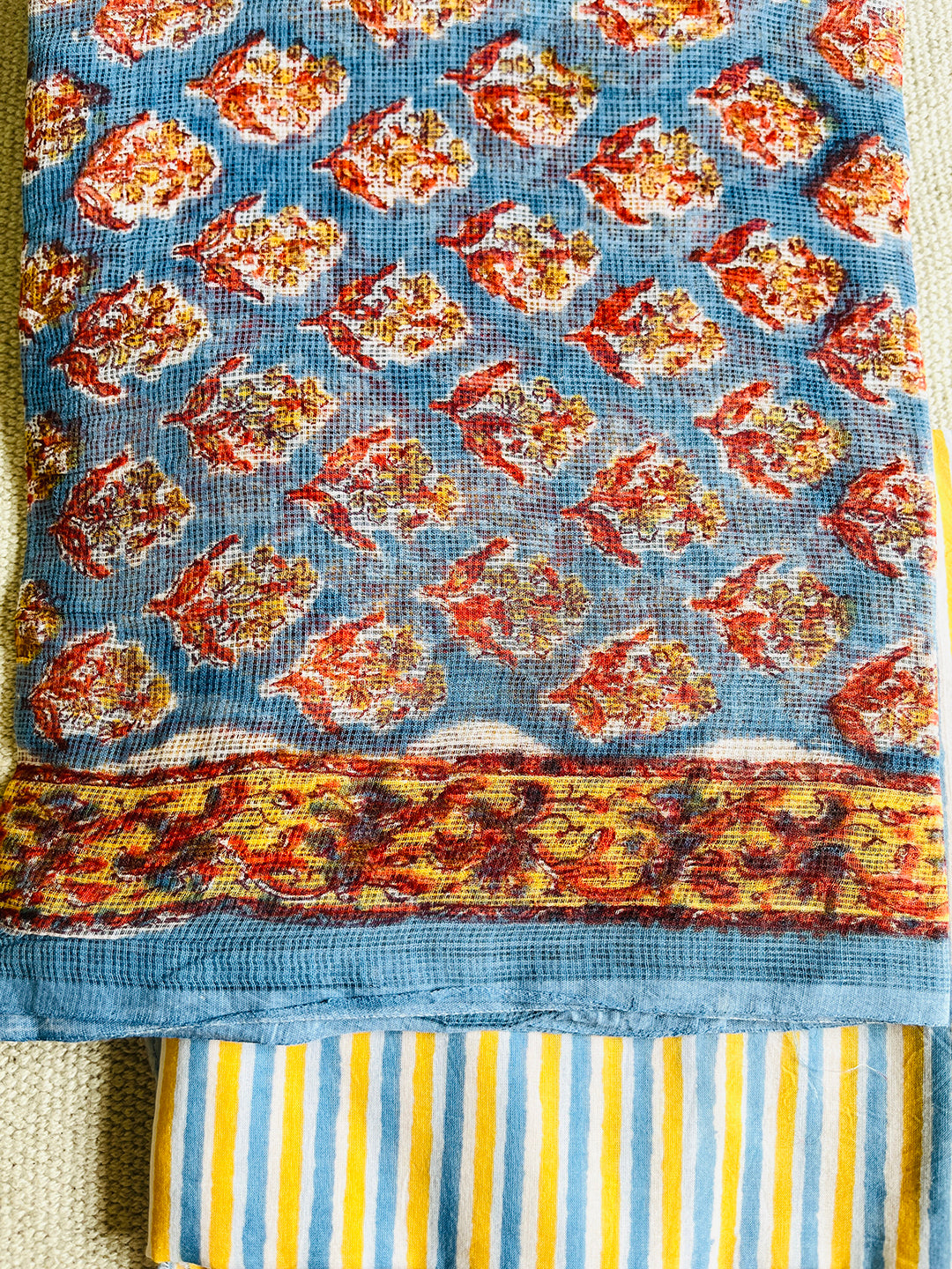 ALLOVER BOOTI KOTA DORIA UNSTITCHED SUIT- NEELA