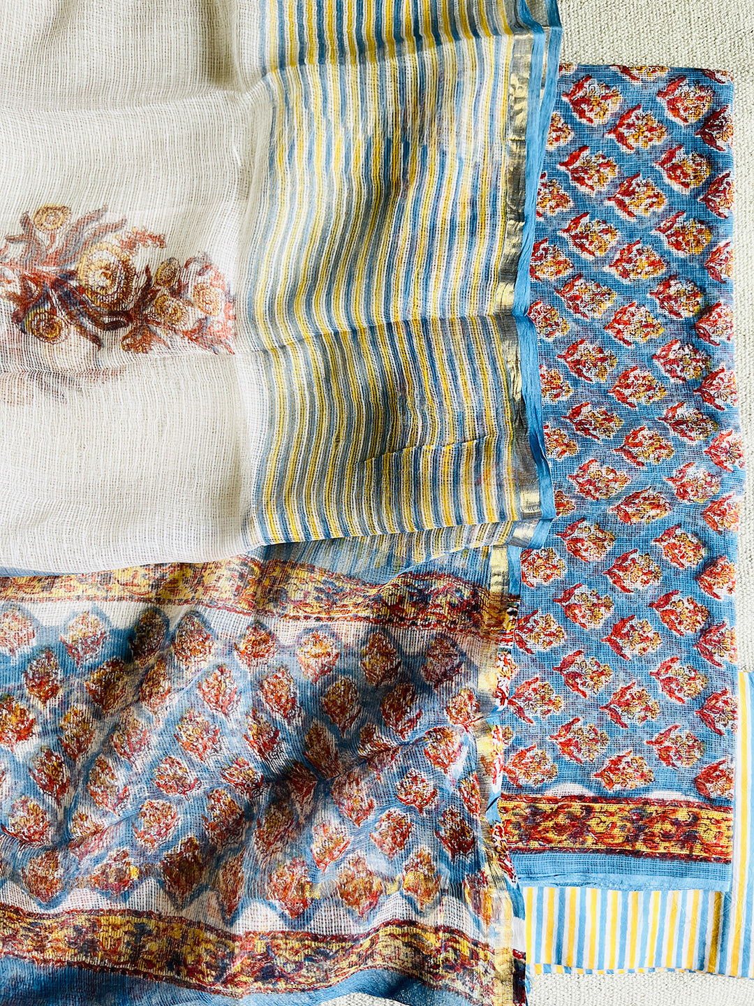 ALLOVER BOOTI KOTA DORIA UNSTITCHED SUIT- NEELA