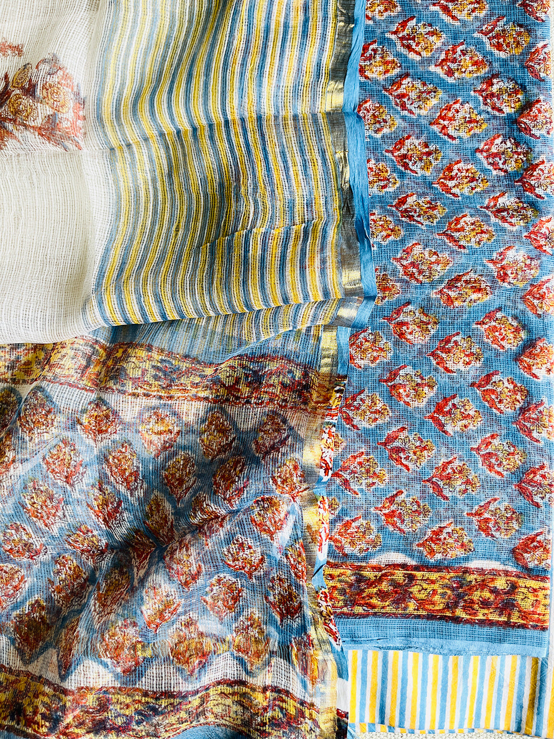 ALLOVER BOOTI KOTA DORIA UNSTITCHED SUIT- NEELA