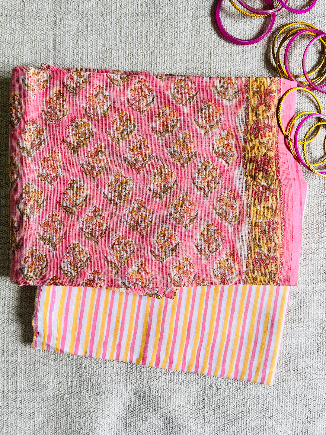 ALLOVER BOOTI KOTA DORIA UNSTITCHED SUIT- BLUSH