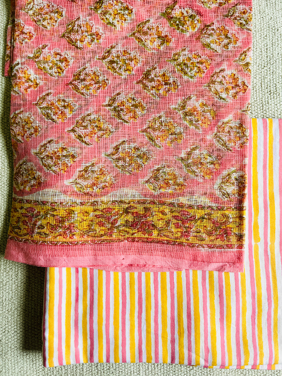 ALLOVER BOOTI KOTA DORIA UNSTITCHED SUIT- BLUSH