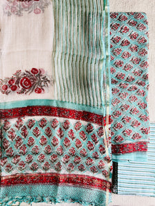 ALLOVER BOOTI KOTA DORIA UNSTITCHED SUIT- FIROZI