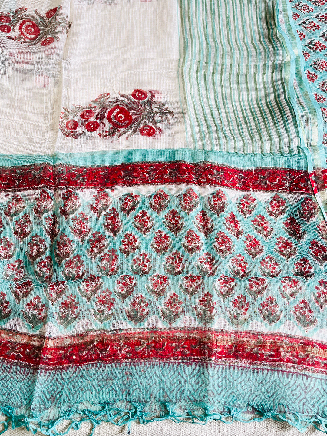 ALLOVER BOOTI KOTA DORIA UNSTITCHED SUIT- FIROZI