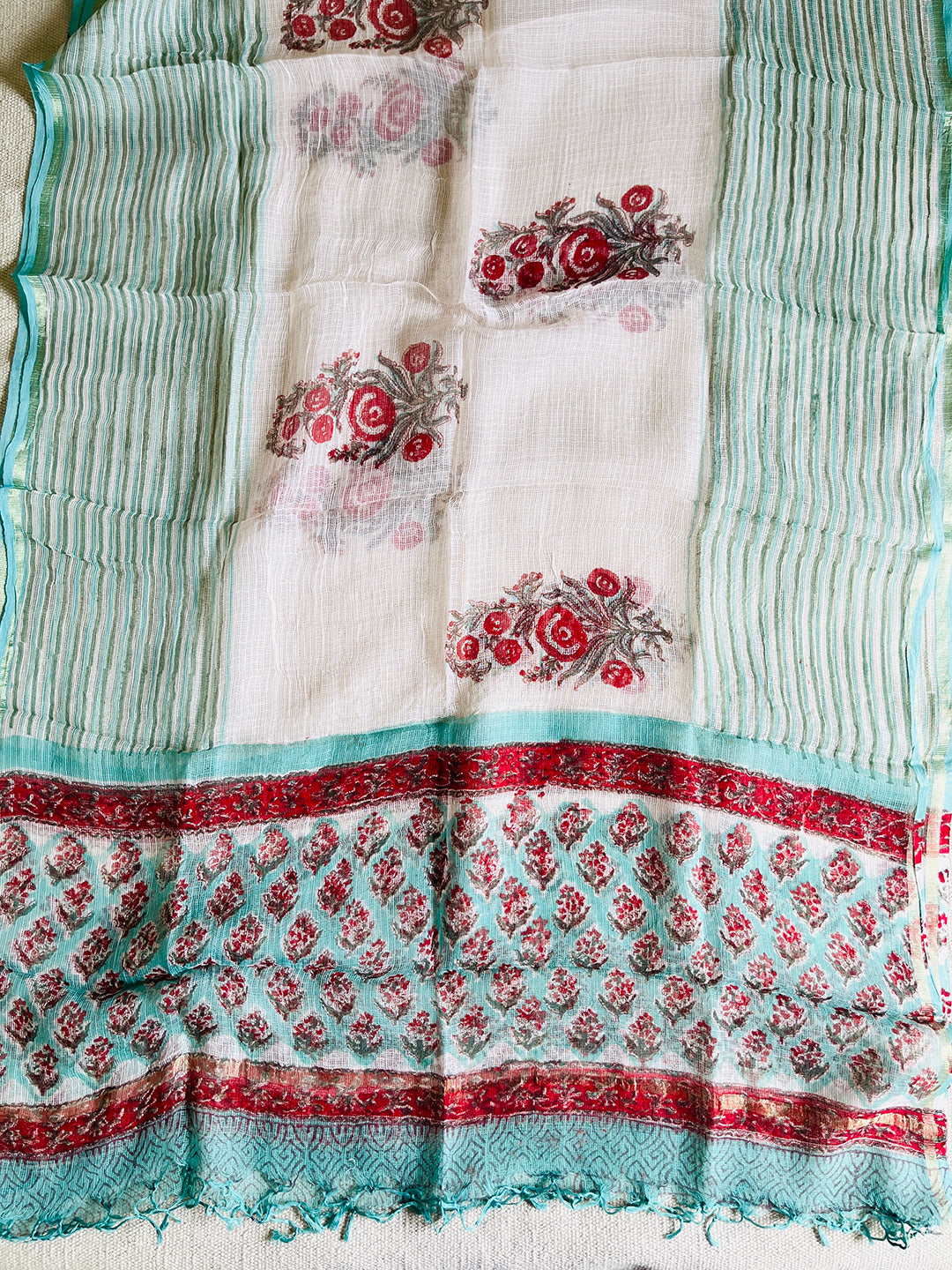 ALLOVER BOOTI KOTA DORIA UNSTITCHED SUIT- FIROZI