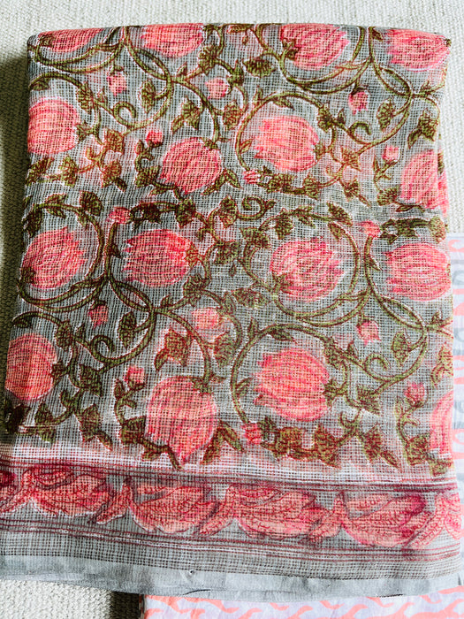"GULABI FLOWER VALLEY" KOTA DORIA UNSTITCHED SUIT