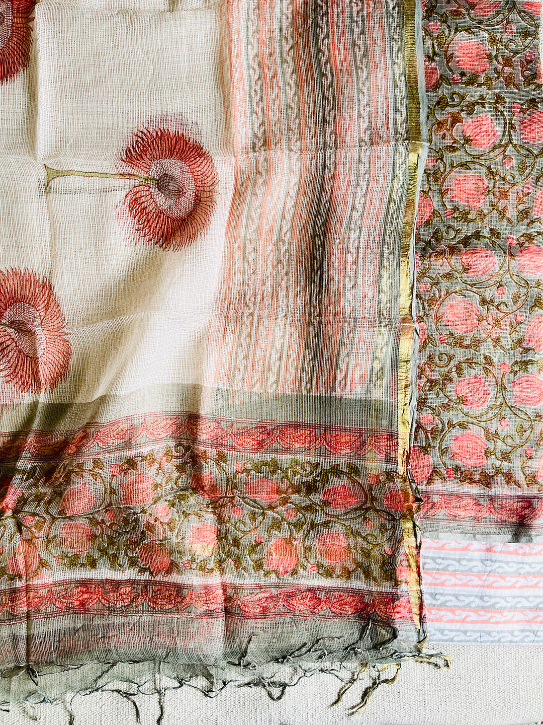 "GULABI FLOWER VALLEY" KOTA DORIA UNSTITCHED SUIT