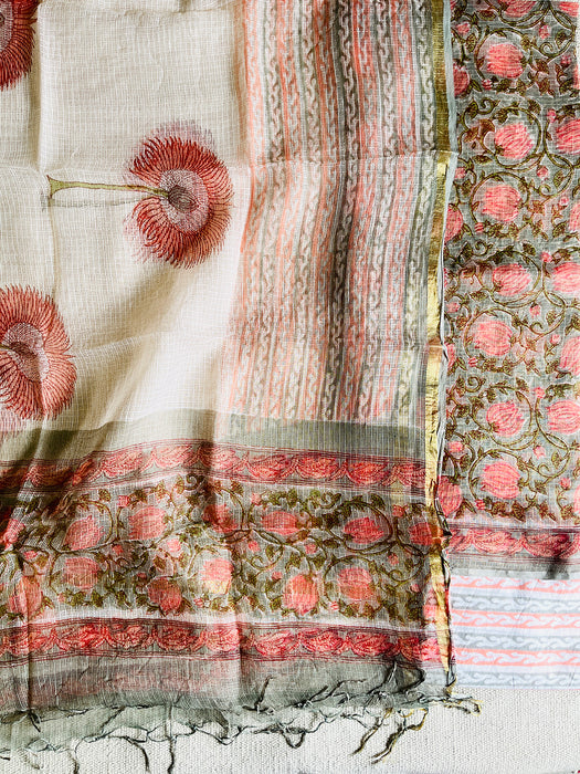 "GULABI FLOWER VALLEY" KOTA DORIA UNSTITCHED SUIT