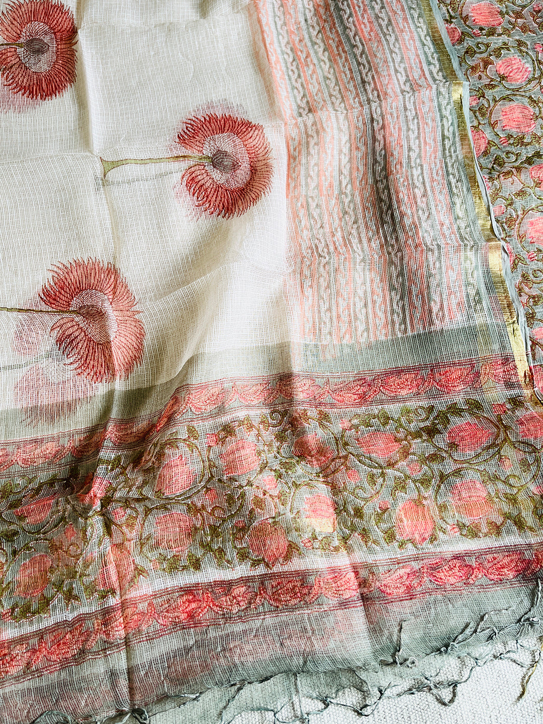 "GULABI FLOWER VALLEY" KOTA DORIA UNSTITCHED SUIT