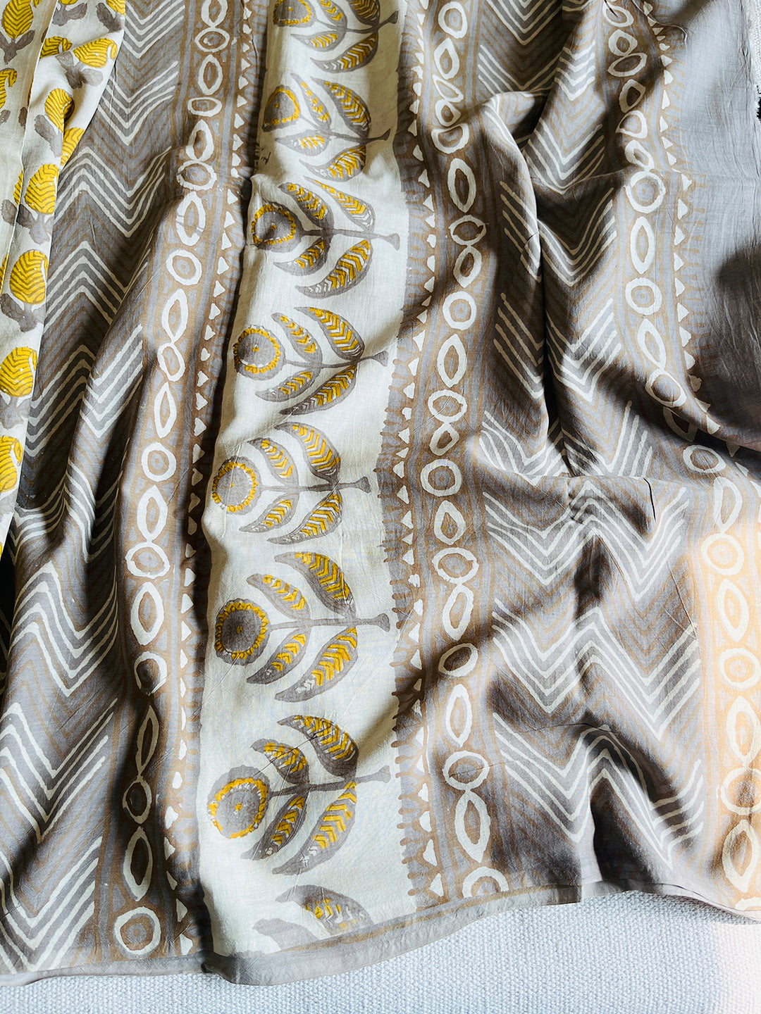 PAISLEY BLOCK PRINTED ASSAM SILK COTTON SAREE