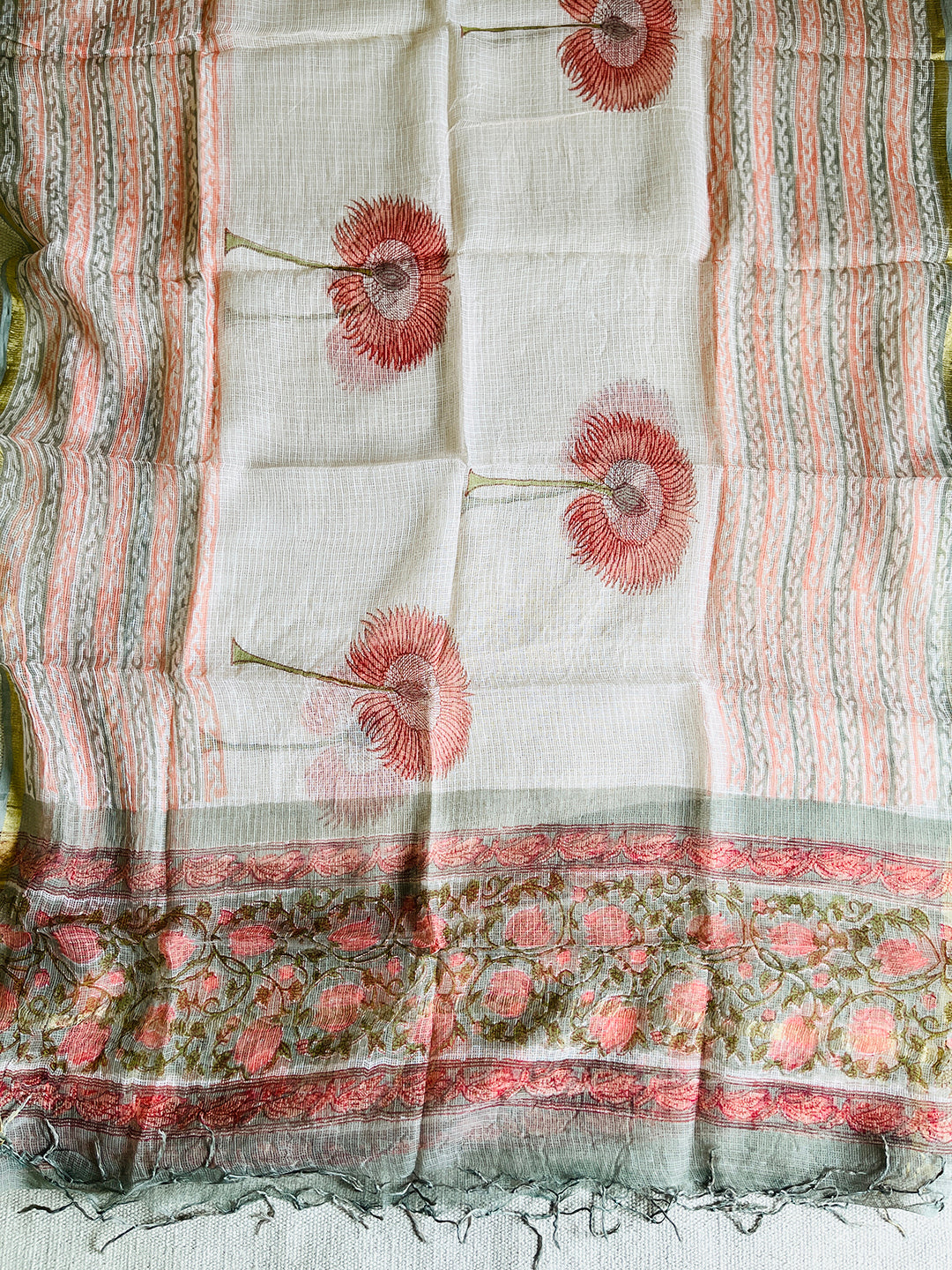 "GULABI FLOWER VALLEY" KOTA DORIA UNSTITCHED SUIT