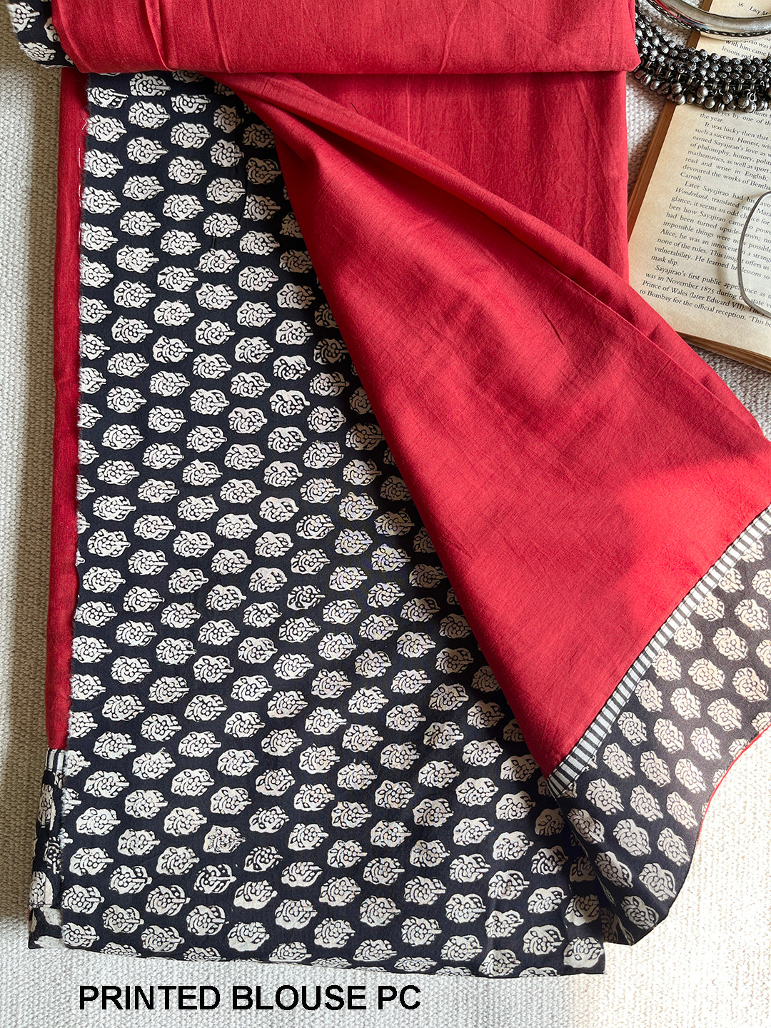 MULMUL APPLIQUE BORDER SAREE- LIPSTICK RED