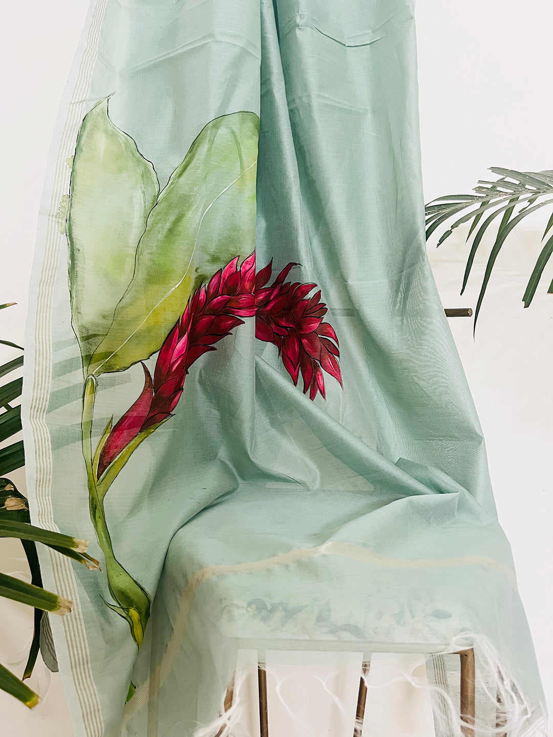 EXCLUSIVE- "CHOOSE TO BLOOM" HAND PAINTED CHANDERI SILK DUPATTA
