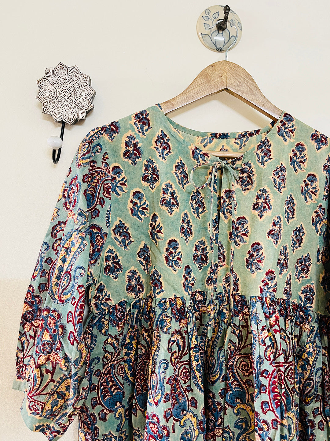 PRINT-MIX HAND BLOCK PRINTED COTTON TOP-KALAMKARI