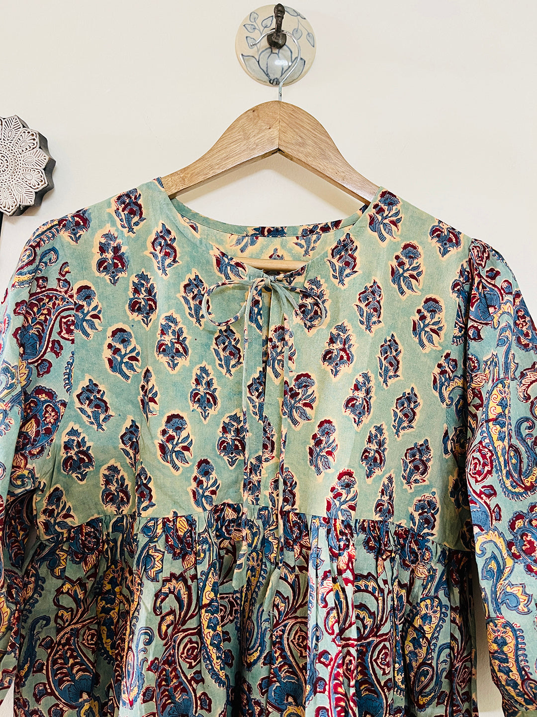 PRINT-MIX HAND BLOCK PRINTED COTTON TOP-KALAMKARI