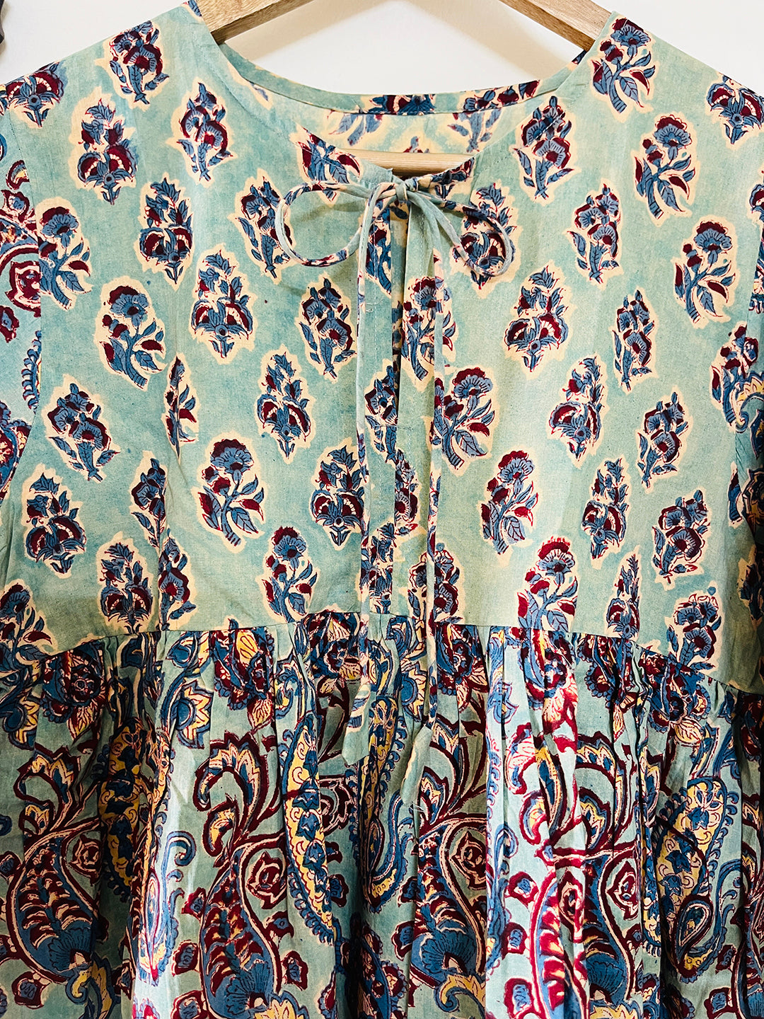 PRINT-MIX HAND BLOCK PRINTED COTTON TOP-KALAMKARI
