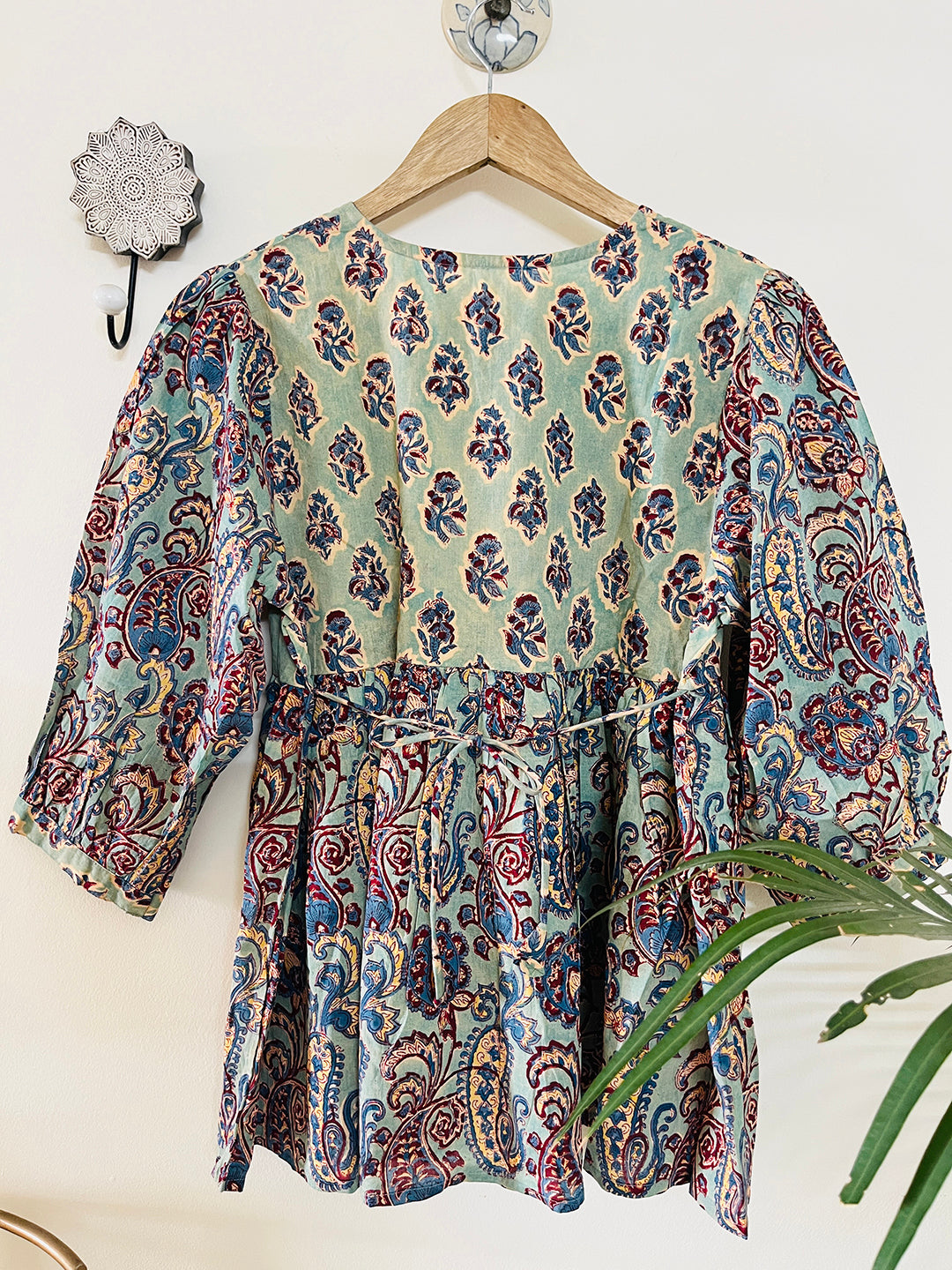 PRINT-MIX HAND BLOCK PRINTED COTTON TOP-KALAMKARI