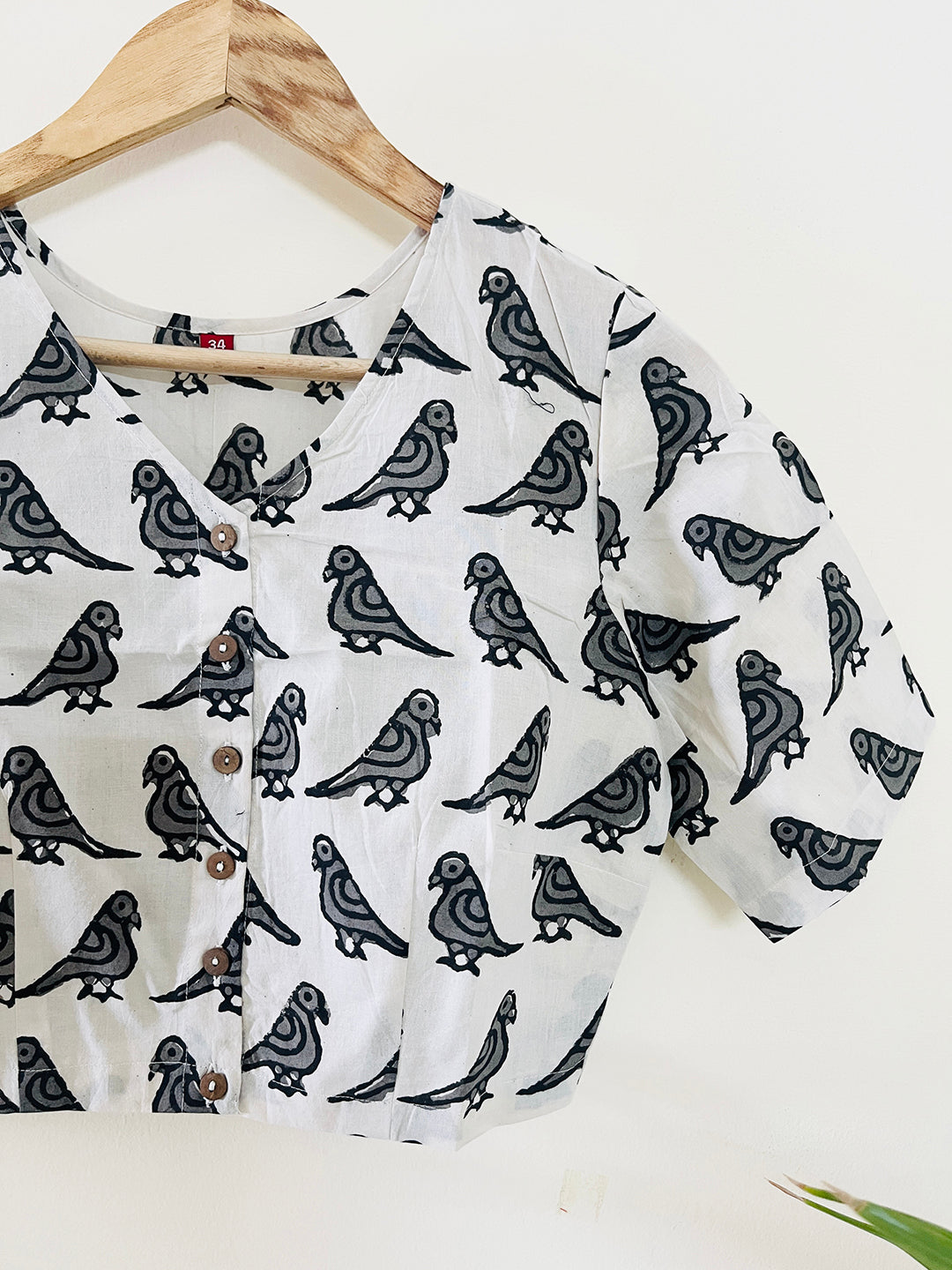"CHIRPING BIRDS" COTTON HAND-BLOCK PRINTED BLOUSE