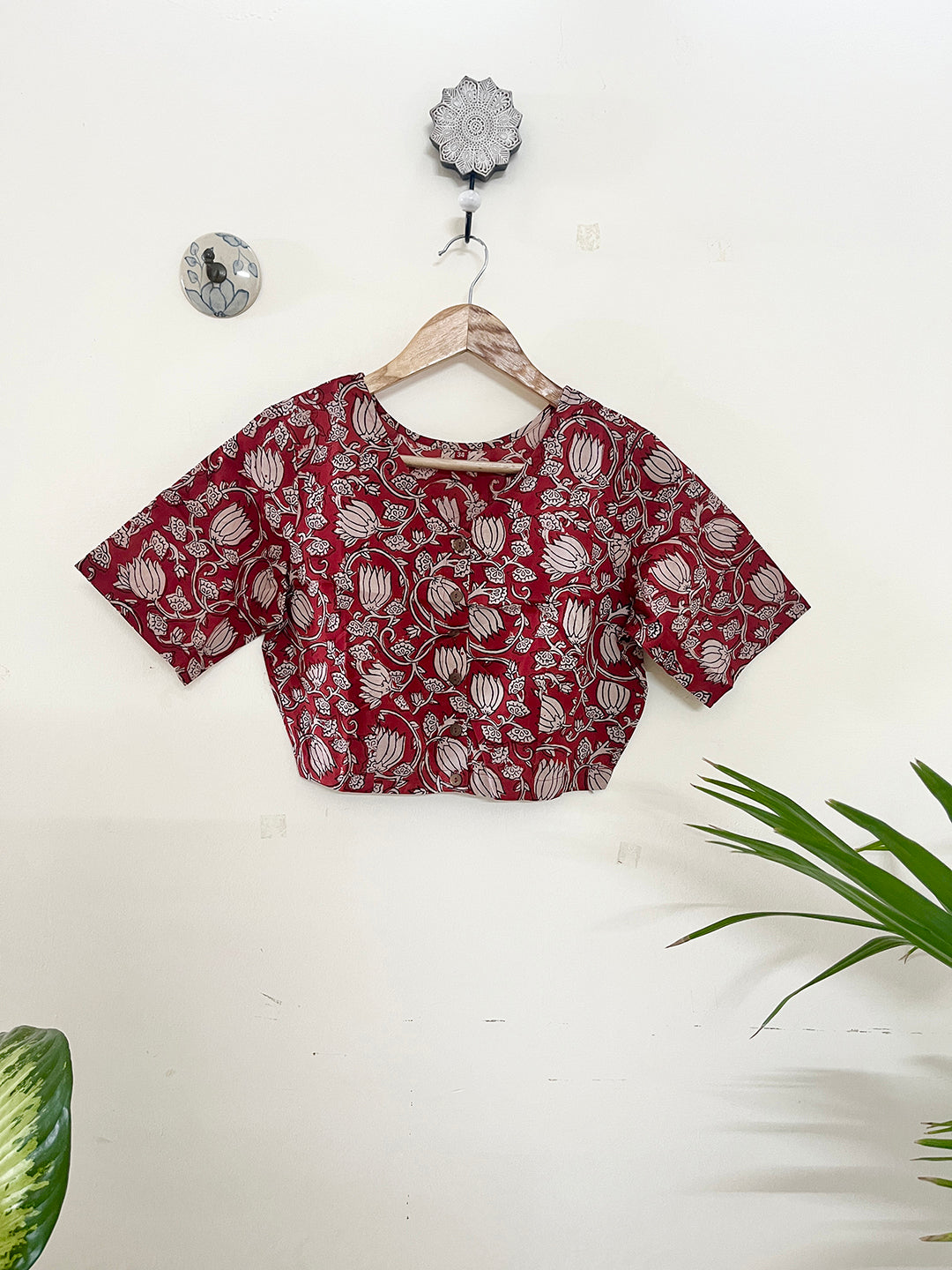 KALAMKARI SCARLET HAND-BLOCK PRINTED BLOUSE