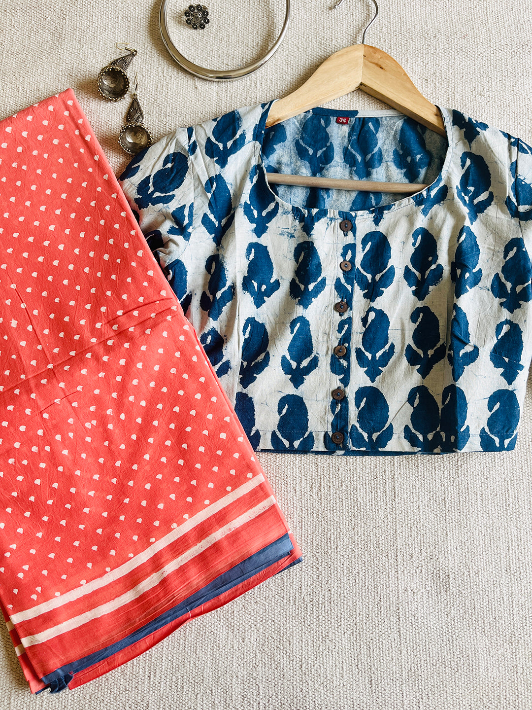 INDIGO PAISLEY HAND-BLOCK PRINTED BLOUSE