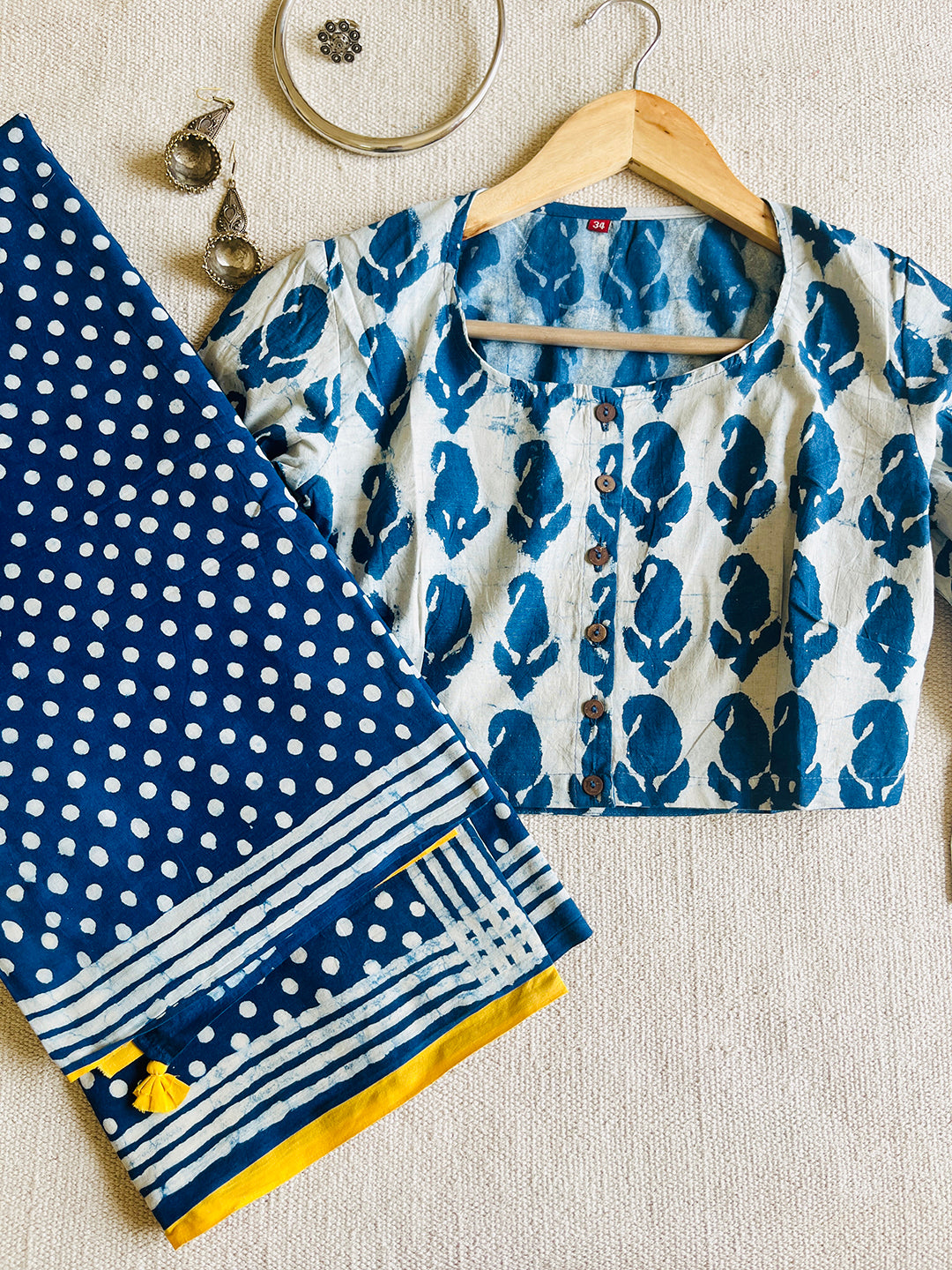 INDIGO PAISLEY HAND-BLOCK PRINTED BLOUSE