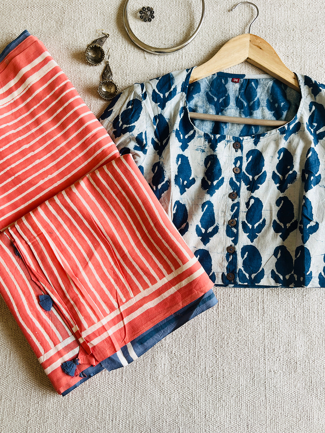 INDIGO PAISLEY HAND-BLOCK PRINTED BLOUSE