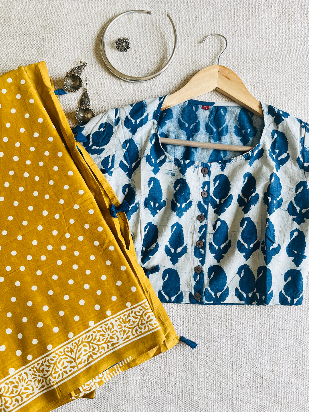 INDIGO PAISLEY HAND-BLOCK PRINTED BLOUSE