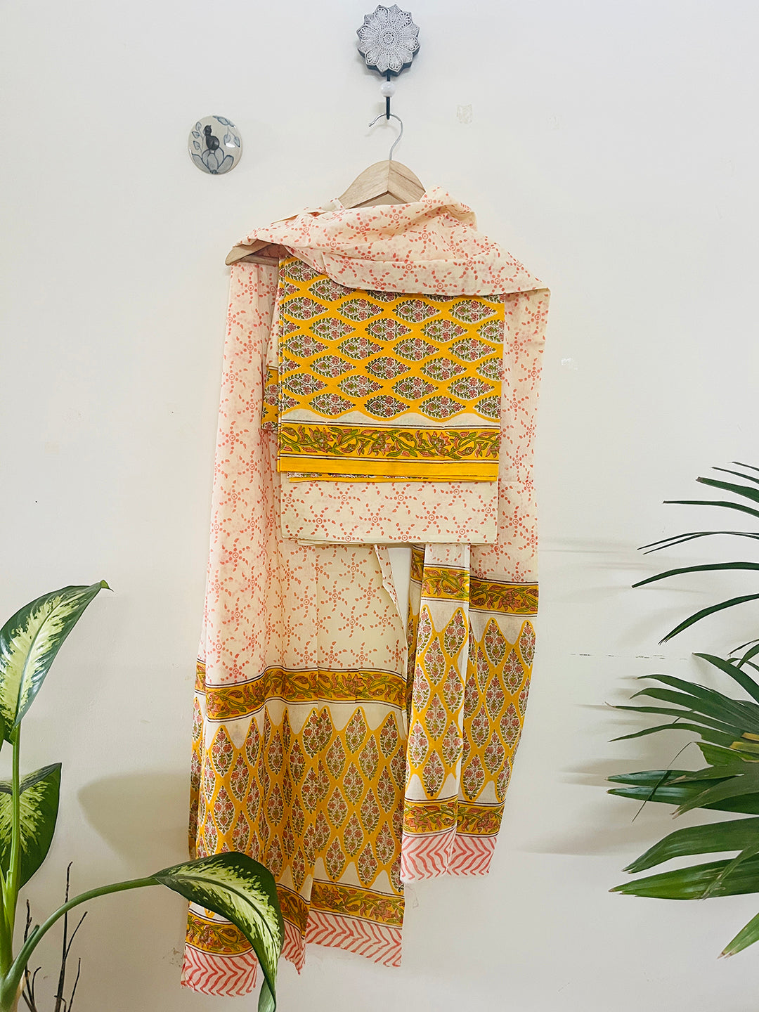 UNSTITCHED COTTON SUIT TANGERINE