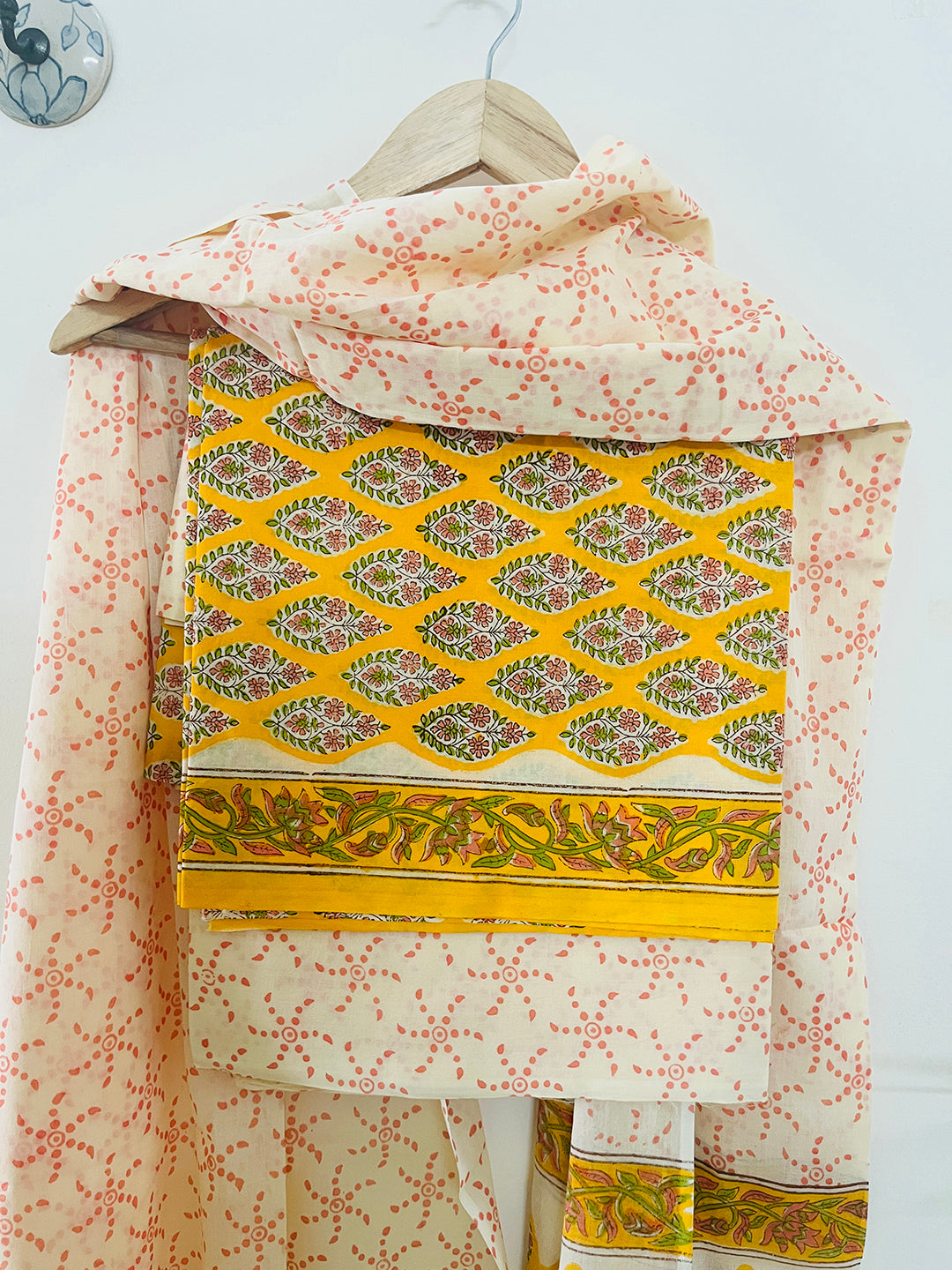 UNSTITCHED COTTON SUIT TANGERINE