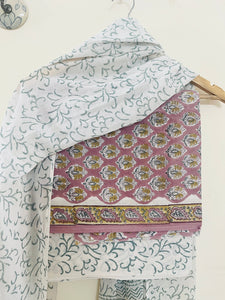 UNSTITCHED COTTON SUIT OPERA-MAUVE