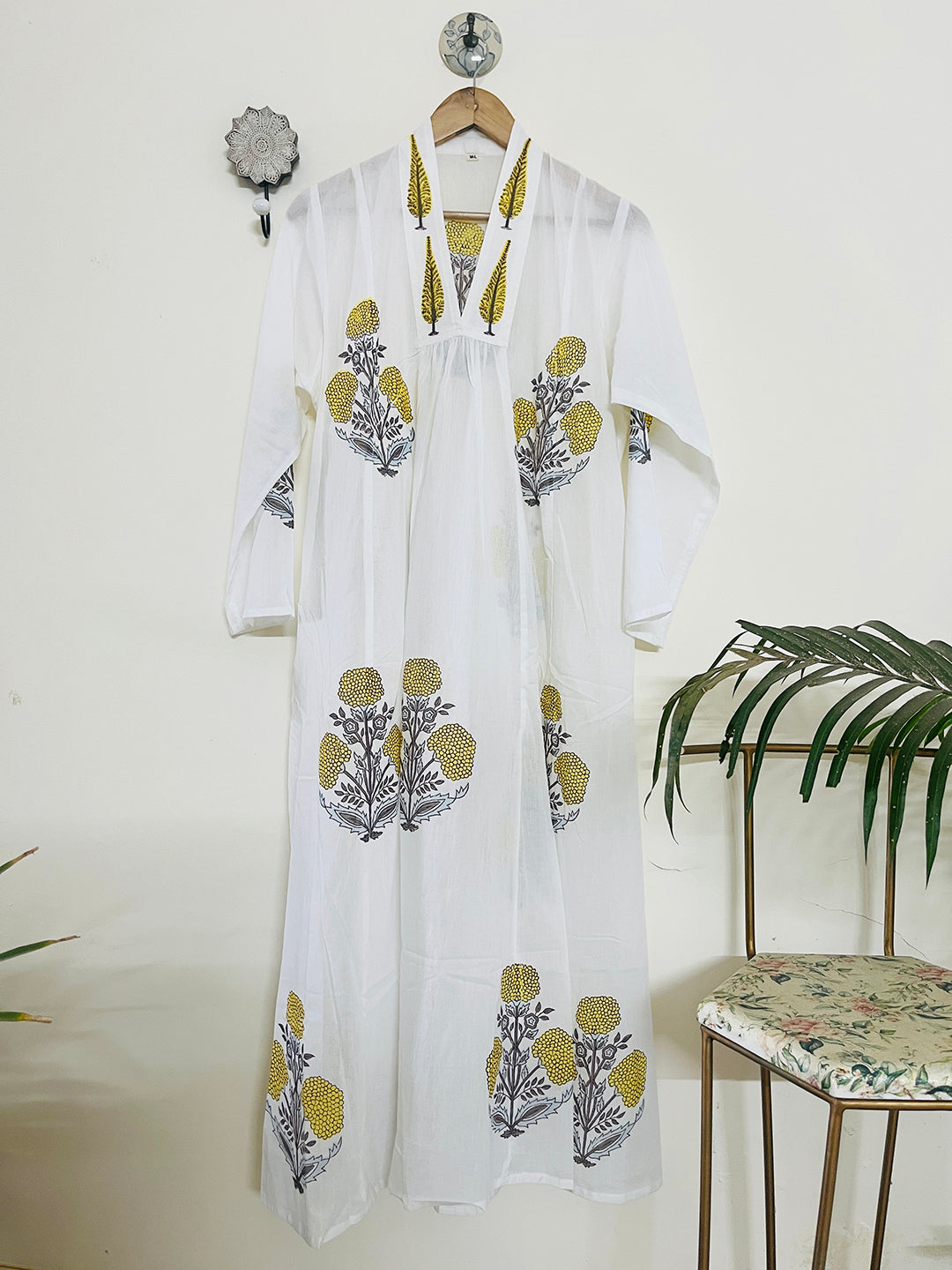 "SEEK, FLOURISH. BLOOM" SUMMER KAFTAN DRESS- YELLOW