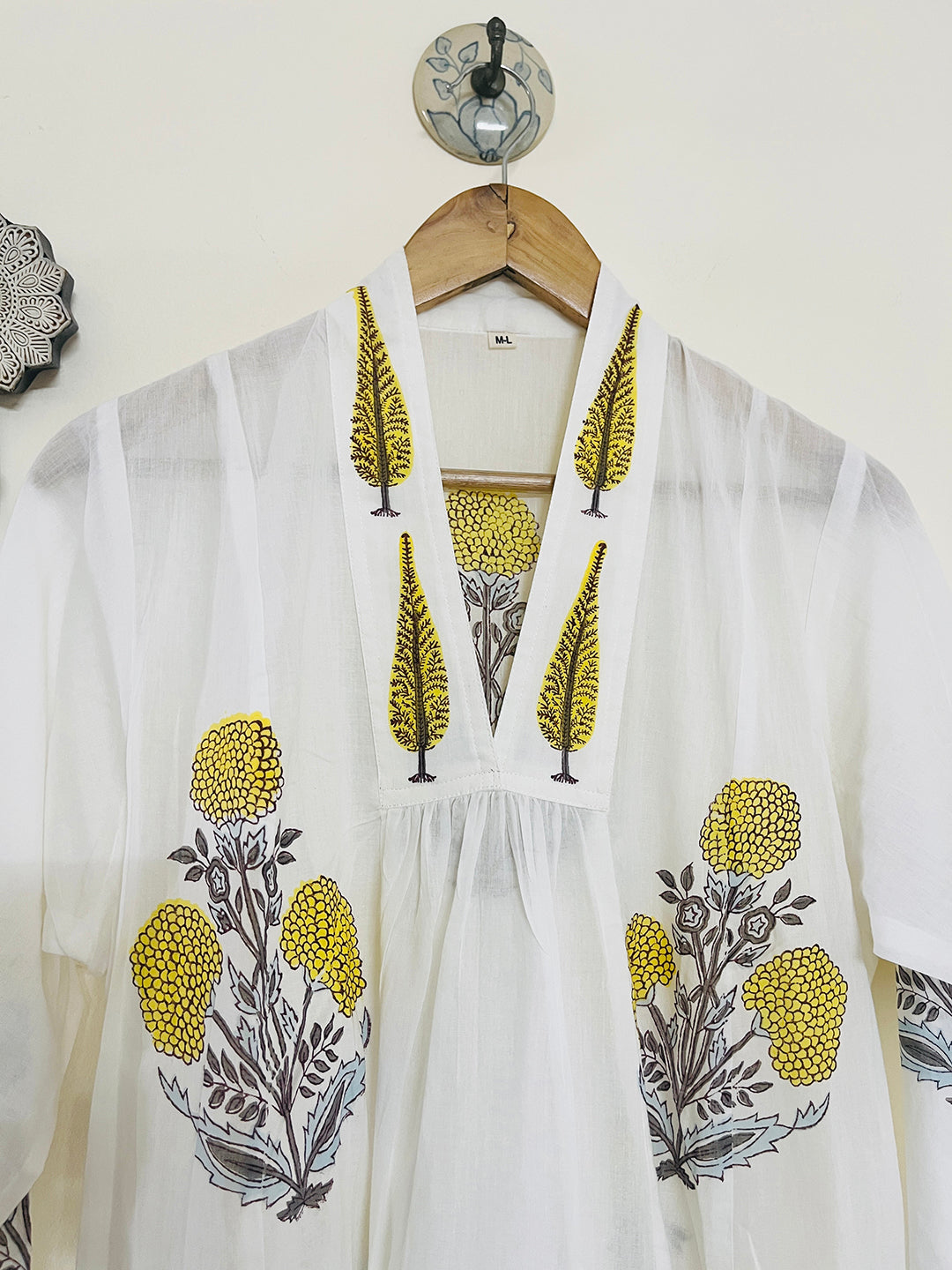 "SEEK, FLOURISH. BLOOM" SUMMER KAFTAN DRESS- YELLOW