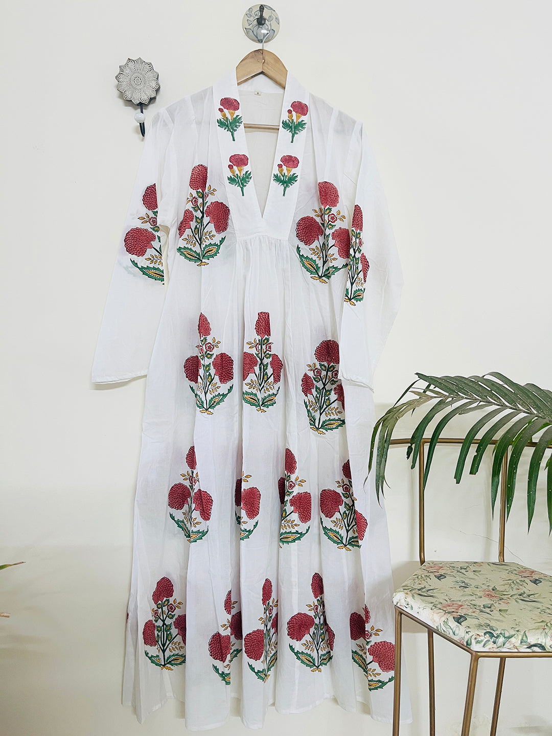 "SEEK, FLOURISH. BLOOM" SUMMER KAFTAN DRESS-RASPBERRY RED