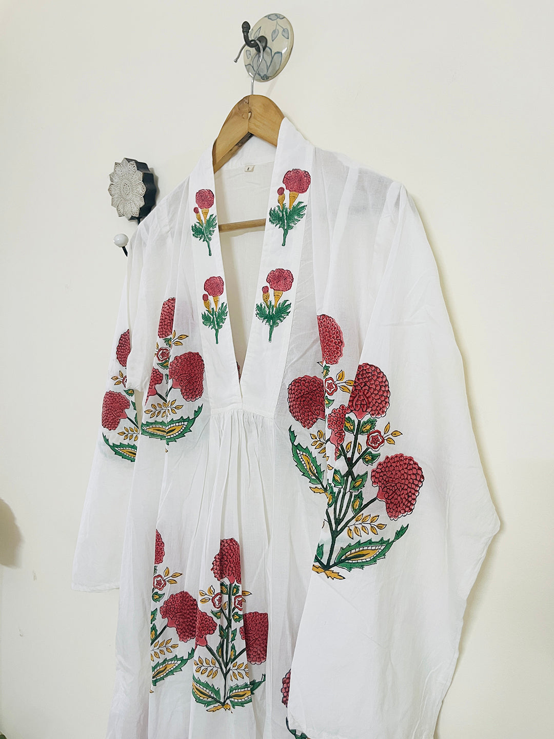 "SEEK, FLOURISH. BLOOM" SUMMER KAFTAN DRESS-RASPBERRY RED