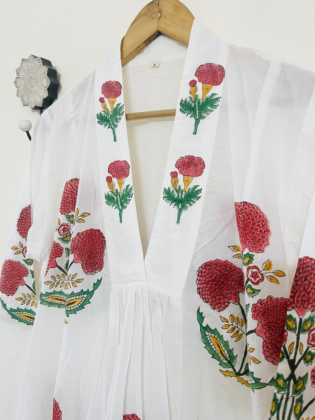 "SEEK, FLOURISH. BLOOM" SUMMER KAFTAN DRESS-RASPBERRY RED