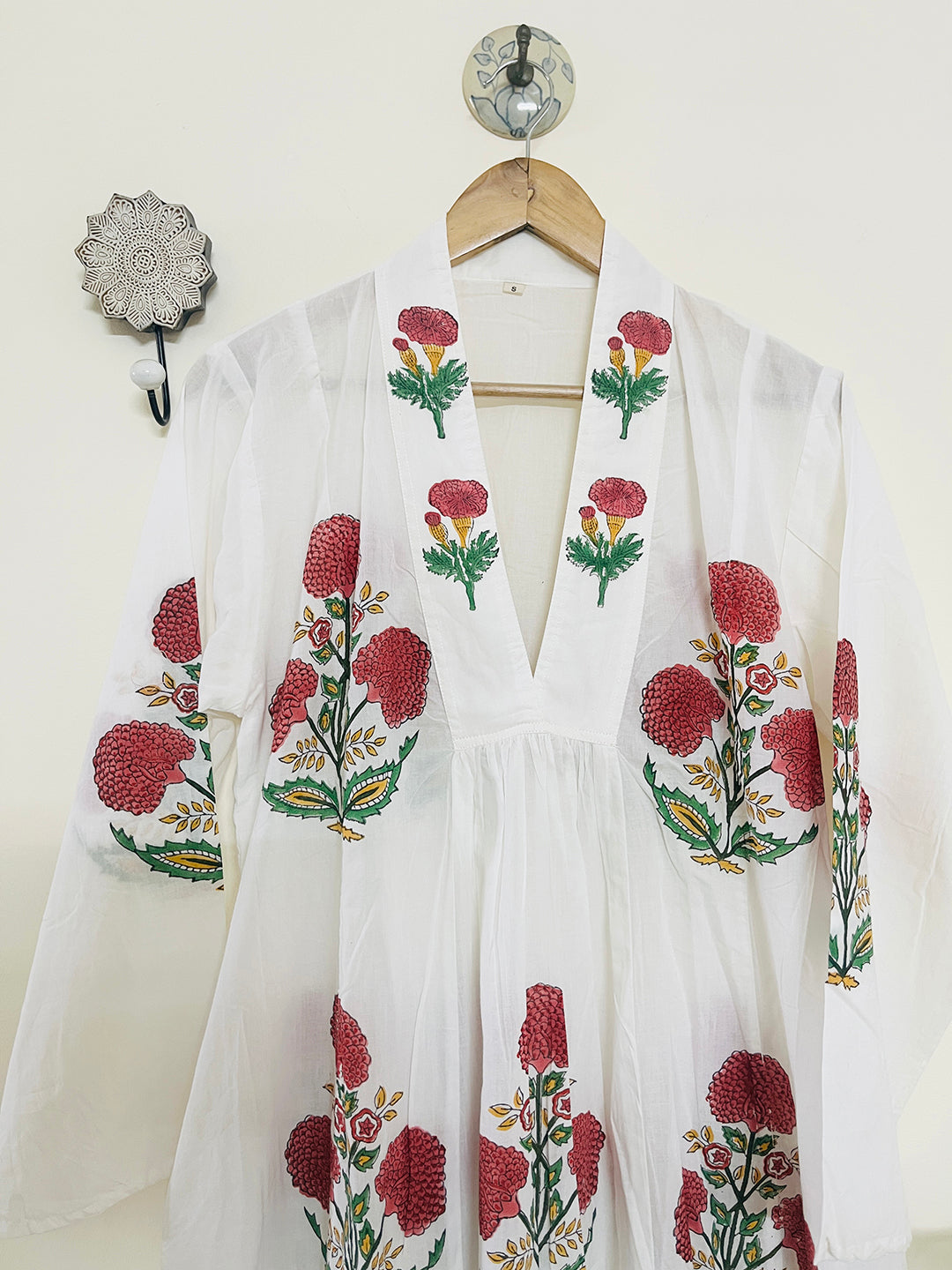 "SEEK, FLOURISH. BLOOM" SUMMER KAFTAN DRESS-RASPBERRY RED