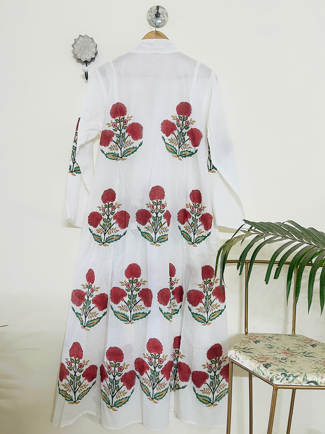 "SEEK, FLOURISH. BLOOM" SUMMER KAFTAN DRESS-RASPBERRY RED