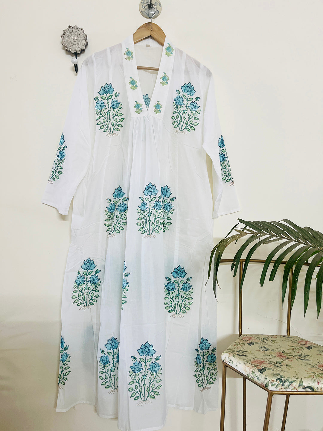 "SEEK, FLOURISH. BLOOM" SUMMER KAFTAN DRESS-TURQUOISE