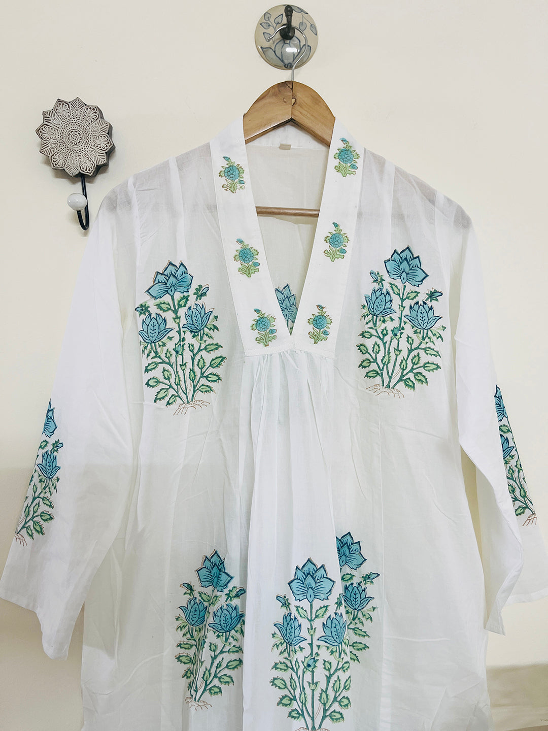 "SEEK, FLOURISH. BLOOM" SUMMER KAFTAN DRESS-TURQUOISE