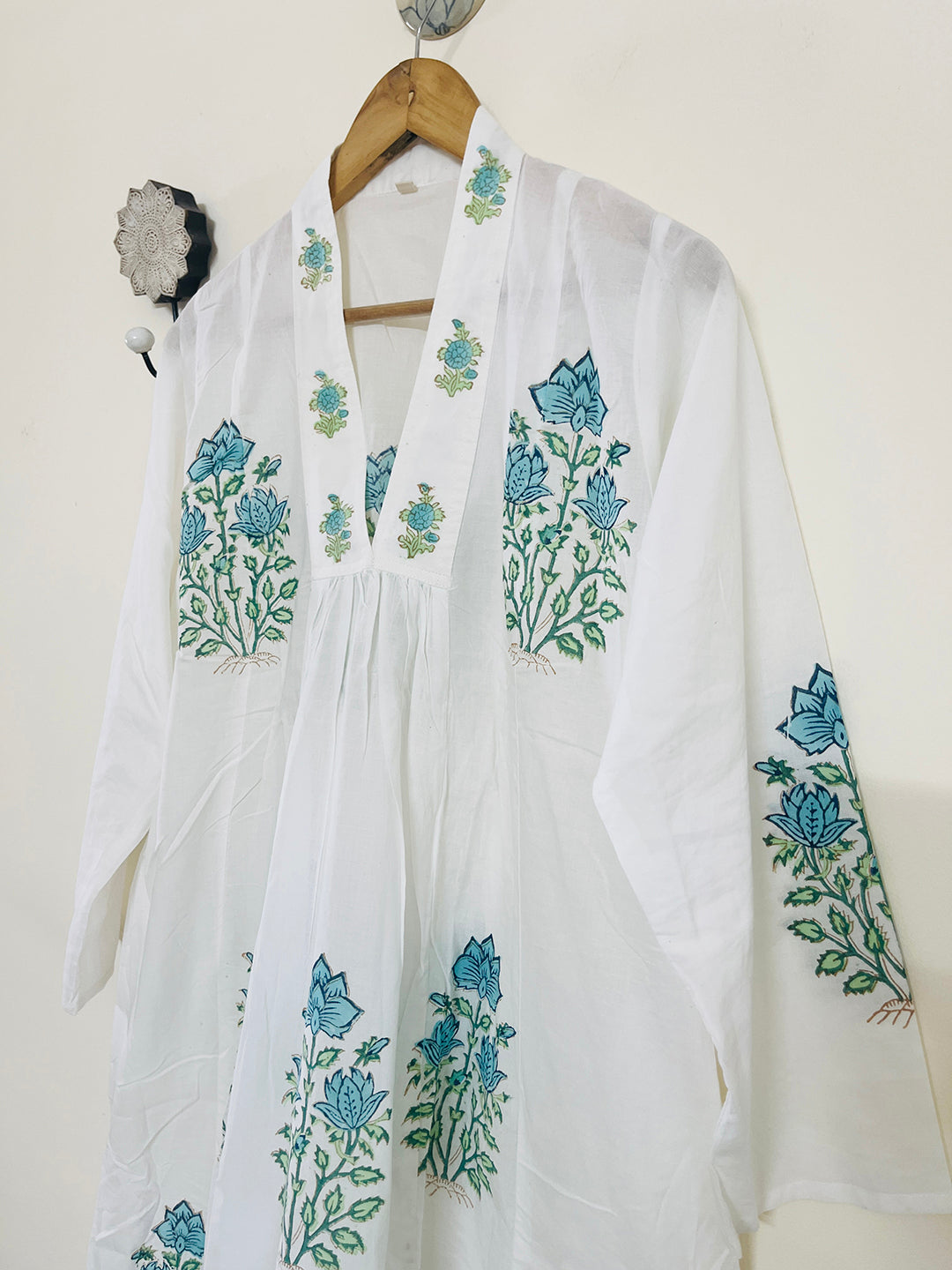 "SEEK, FLOURISH. BLOOM" SUMMER KAFTAN DRESS-TURQUOISE