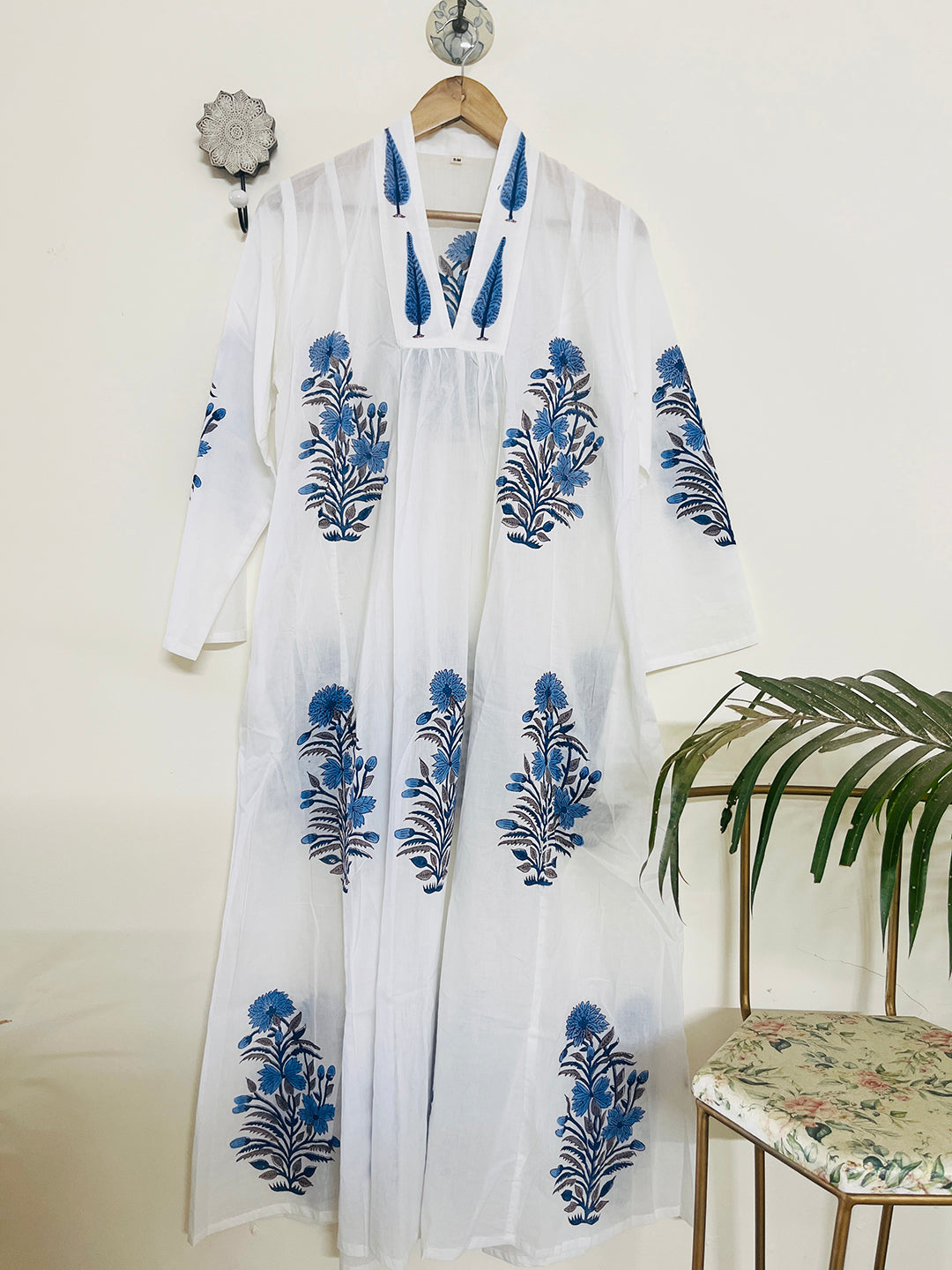 "SEEK, FLOURISH. BLOOM" SUMMER KAFTAN DRESS- BLUE