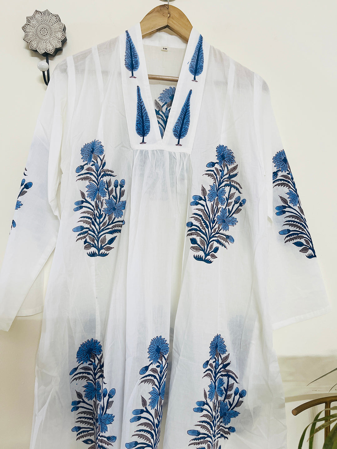 "SEEK, FLOURISH. BLOOM" SUMMER KAFTAN DRESS- BLUE