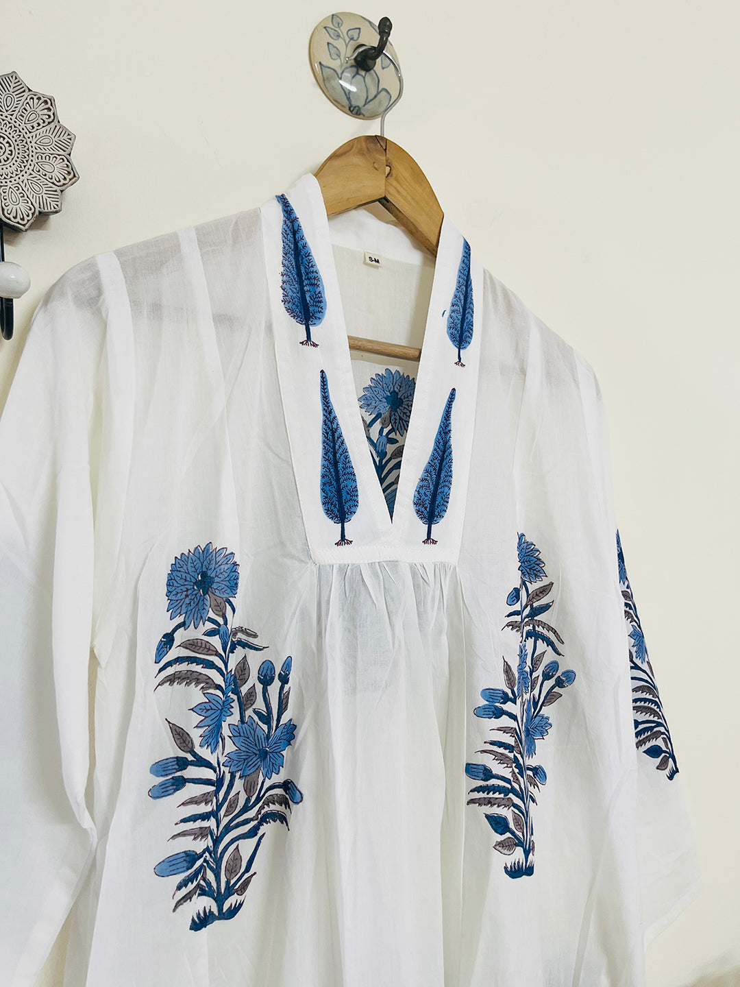 "SEEK, FLOURISH. BLOOM" SUMMER KAFTAN DRESS- BLUE