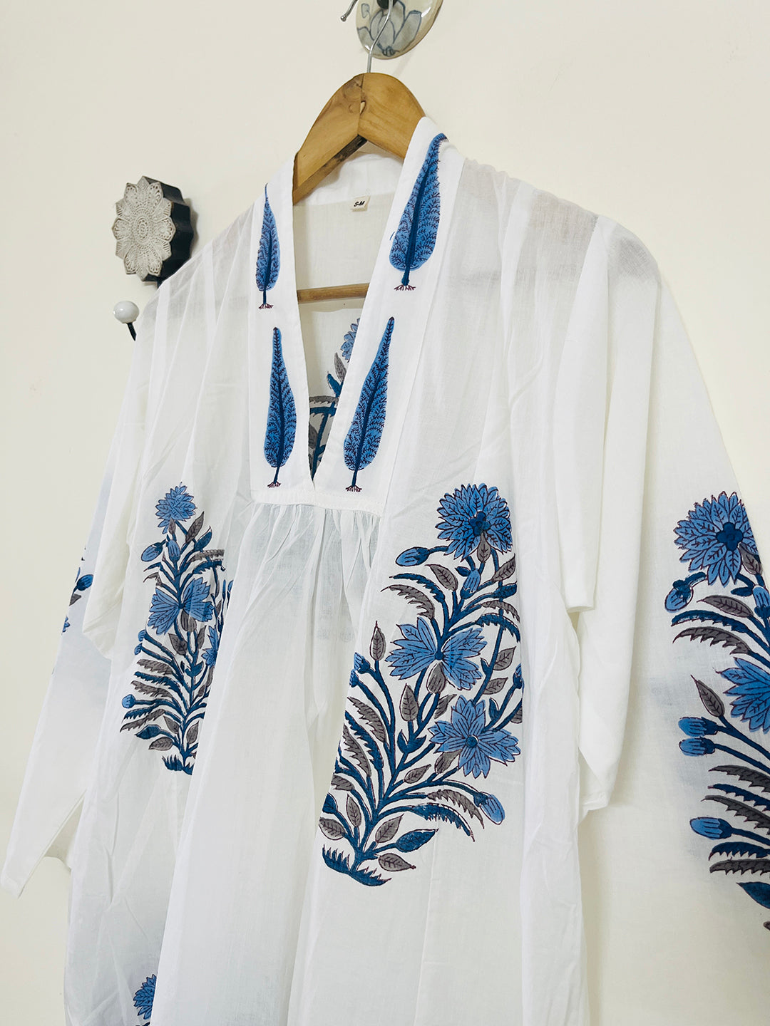 "SEEK, FLOURISH. BLOOM" SUMMER KAFTAN DRESS- BLUE