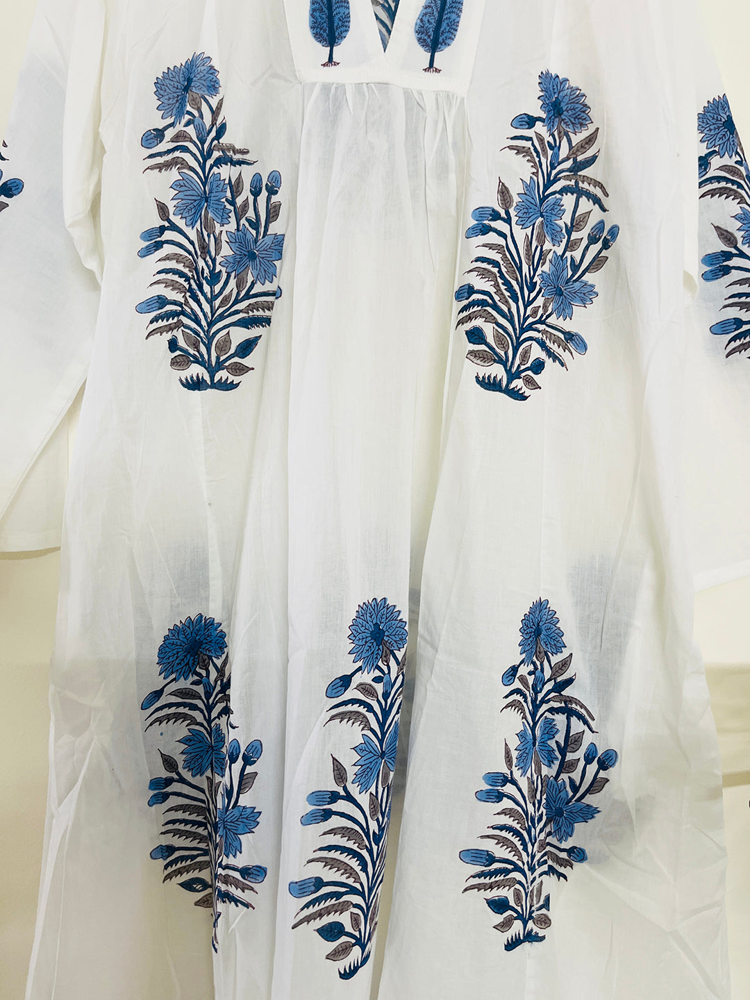 "SEEK, FLOURISH. BLOOM" SUMMER KAFTAN DRESS- BLUE