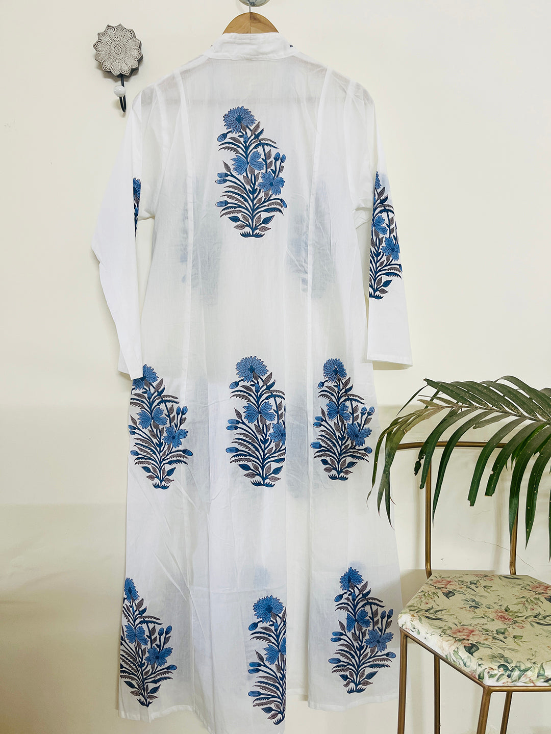 "SEEK, FLOURISH. BLOOM" SUMMER KAFTAN DRESS- BLUE
