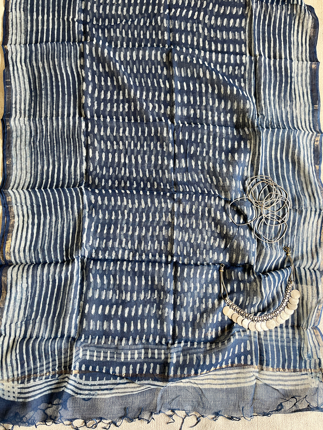 "CLASSY NEVER GOES OUT OF STYLE" INDIGO KOTA DORIA DUPATTA