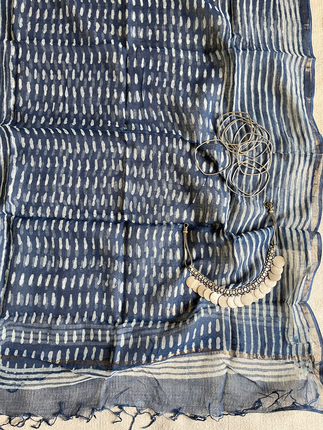"CLASSY NEVER GOES OUT OF STYLE" INDIGO KOTA DORIA DUPATTA