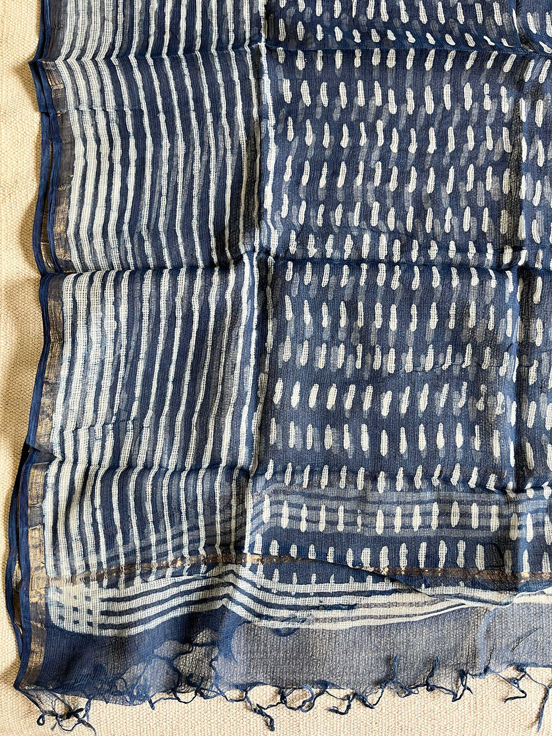 "CLASSY NEVER GOES OUT OF STYLE" INDIGO KOTA DORIA DUPATTA